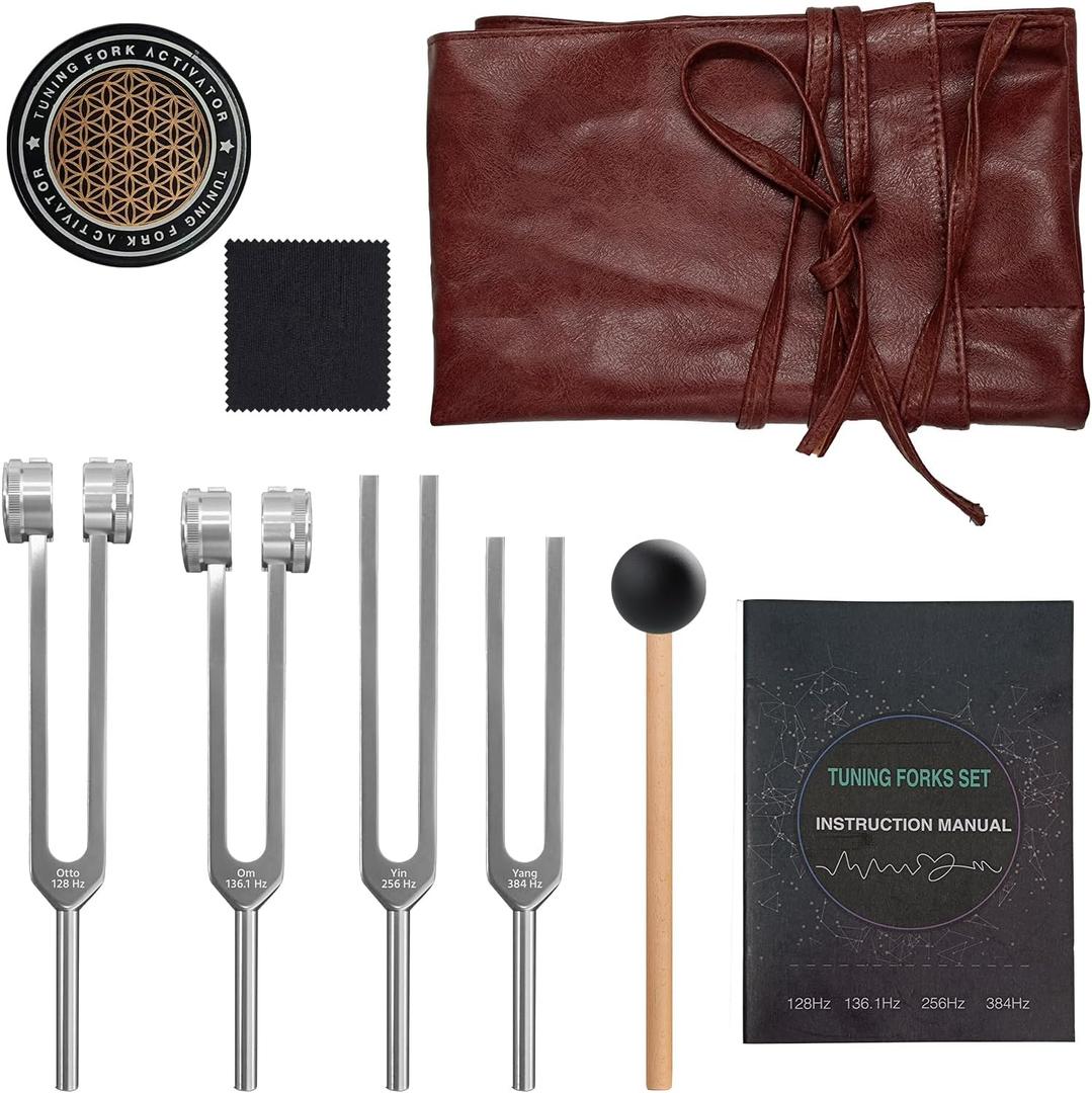 Tuning Forks for Healing Set 128Hz 136.1Hz 256Hz 384Hz Aggravated and Non Aggravated Tuning Forks and Activators Essential Yoga and Meditation Accessories and Sound Therapy Equipment