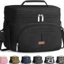 Lunch Box for Man Women, Insulated Lunch Bag Cooler Bag Leakproof Lunchbox Lunch Tote Bags with Removable Strap for Work School Picnic Travel (Black/12L (Medium)