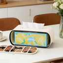 Cat-Themed Tissue Box Cover with Curved Edge, Rectangle Tissue Box Holder for up to 4 Inches High Boxes (Beige)