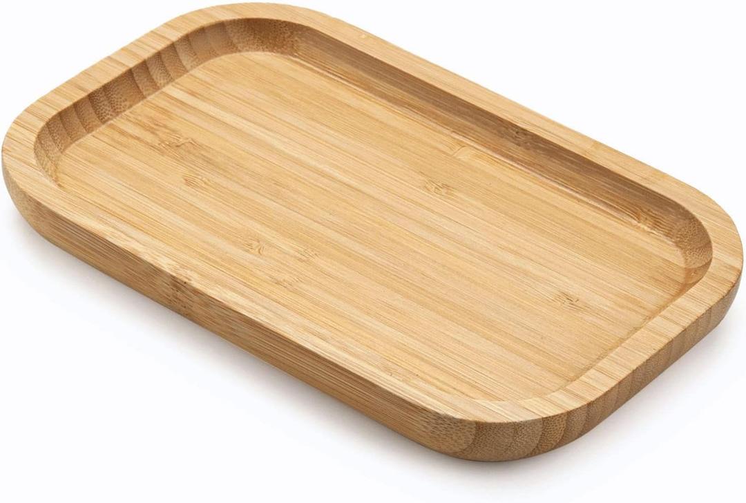 Bamboo Vanity Tray, Bathroom Counter Tray, Toilet Tank Tray, Bathroom Tray for Organizing and Home Decor, 7.9 x 5.1 x 0.8 inch