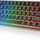 HK GAMING GK61 Mechanical Gaming Keyboard - 61 Keys Multi Color RGB Illuminated LED Backlit Wired Programmable for PC/Mac Gamer (Gateron Optical Yellow, Black)