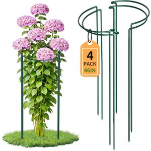 TCBWFY 4-Pack Plant Supports,16" Wx46 H Half Round Plant Support Stakes,6mm Thick Heavy-Duty Metal Peony Cage,Tall Garden Plant Support for Peony,Tomato,Hydrangea,Rose,Outdoor Flower Plant Stakes