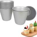 Large Popover Pans 12 PCS, Individual Aluminium Round Muffin Molds, Pudding Cup, Chocolate Molten Mould, Raspberry Souffle Baking Maker, Brownie Tumbler for Egg Tart, Cake, Size 3.4"x 3.2"