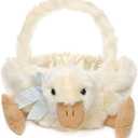 Bearington Quack The Yellow Duck Easter Basket for Babies and Kids - 13" Soft Duckling Easter Basket Stuffed Animal with Fluffy Fur - Cute, Adorable Duck Basket Plushies Toy Gift for Young Little Ones