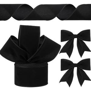 Chuangdi 1 Roll 2.5 Inch, 30 Yard Christmas Velvet Ribbon Vintage Black Wide Ribbons for Gift Wrapping Christmas Tree Ornaments Xmas Party Decoration Wreath Crafts Bow Making