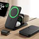 ESR 3 in 1 Charging Station for Apple, Certified Apple Watch Charger, 15W MagSafe Charger Stand for iPhone, Travel Charger for iPhone 17/16/15/14/13, Watch, AirPods,Black