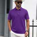 MAGNIVIT Mens Polo Shirts Short Sleeve Athletic Golf Shirts Moisture Wicking 3-Button Casual Cotton Collared Shirt (XL, Purple)