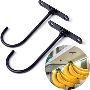 3 x Banana Hook Under Cabinet 2 Pack, Hanger to Keep Bananas Fresh, Holder 2 Pcs