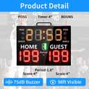 LUCKY TIME Electronic Basketball Scoreboard with Buzzer, Digital Scoreboard with Remote,Portable Score Keeper Battery Powered Score Board for Sports Games