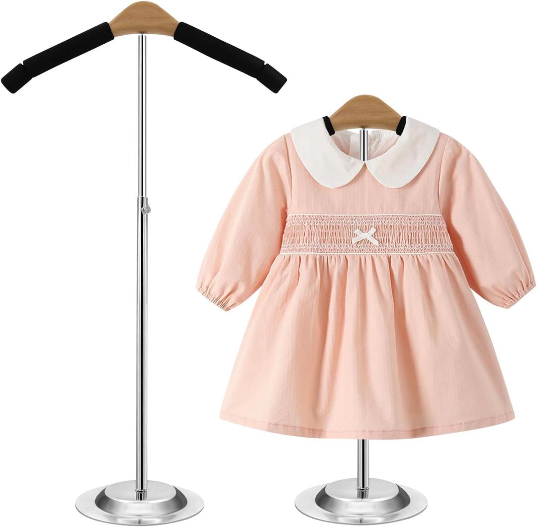 Child T Shirt Display Clothing Racks for Hanging Clothes, Adjustable Clothes Rack Coat Display Rack Clothes Hanger TShirt Display Stand for Vendors Retailer, Height 16-27.9 Inch