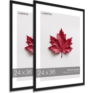 24x36 Large Picture Frame for Wall, Vertical or Horizontal Wall Hanging Large Poster Frame for Photo and Posters, Poster Frame 20x30 with Mat 24x36 Without Mat (Black)