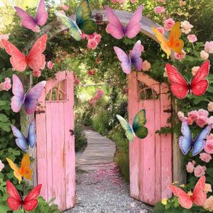 18 Pcs Large Butterfly Party Decorations 2 Sizes 3D Paper Butterfly Wall Decor Pastel Hanging Butterflies for Birthday Baby Shower Wedding Decorations Women, Paper Flowers for Wall Decor