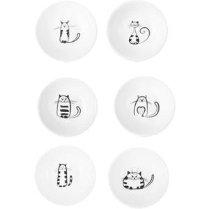 Ceramic Cat Dish Set - 6 Pieces Adorable Ceramic Small Dishes Perfect as cat Bowls, Dipping Bowls for sauces, cat Plates, and Snack Servers. Please Check The Product Size