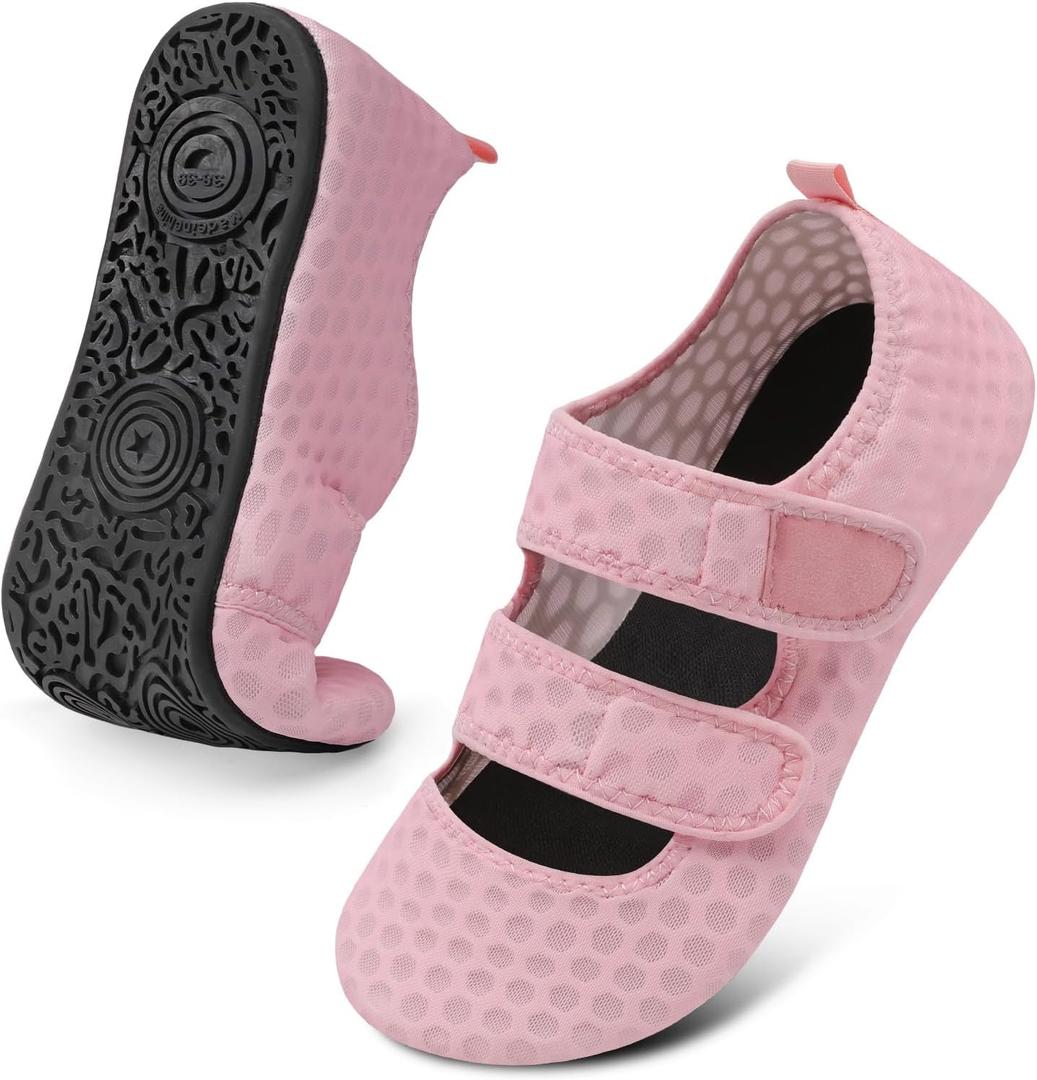 BARERUN Water Shoes Women Men Quick Dry Barefoot Beach Walking Kayaking Surfing Yoga Shoes Adjustable Wide Minimalist Sandals Slippers Indoor/Outdoor (10.5-11 Women/9-9.5 Men, Pink)