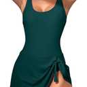 Eomenie One Piece Swimdress Swimsuits for Women Tummy Control Swim Dresses Skirt Bathing Suit (Small, Bright Cyan)