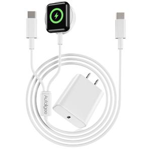 Upgraded 2 in 1 USB C Fast Charging Cable for Apple Watch iWatch Charger, 16 15 Charger iWatch Magnetic Charging Cable with 20W Wall Charger Block for iWatch Series Ultra/ SE/ 10/ 9/ 8/ 7/ 6/ 5/ 4/ 3/ 2-4FT