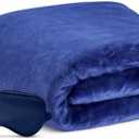 ENZOLVE Travel Blanket, Airplane Blanket, Ultra-Soft, Warm & Lightweight, 65x40 in, Outdoor Blanket Essentials for Women, Men & Kids, Included Eye Mask, Luggage Sleeve & Backpack Clip