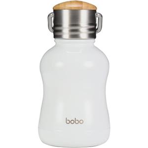 YOHKOH Mini Vacuum Insulated Water Bottle With Bamboo Lid - Stainless Steel Thermos Water Bottle for Women Girls Kids, Metal Sports Hot and Cold Water Bottle Leak-Proof BPA-Free (6.4oz,White)