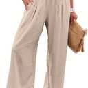 ANRABESS Women Linen Palazzo Pants Summer Boho Wide Leg High Waist Casual Lounge Pant 2026 Beach Travel Vacation Outfits, Small