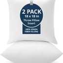 LANE LINEN 18 x 18 Throw Pillow Insert - Pack of 2 White, Down Alternative Pillow Inserts for Decorative Pillow Covers, Throw Pillows for Bed, Couch Pillows for Living Room