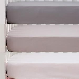 Belsden 3 Pack Microfiber Durable Crib Sheets Fitted, Silky Soft Smooth Breathable Baby Sheets Set for Boys Girls, 28''x 52'' Fits Standard Crib and Toddler Mattresses, White + Gray + Lt Gray (White & Grey & Light Grey)