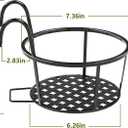 CADANI Iron Hanging Plant Holder Over The Rail Metal Fence Planters, Hanging Bucket Flower Pot Holder for Patio Balcony Outdoor Plants - Pack of 6 (Black)