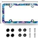 Blue Pink Hibiscus License Plate Frame Colorful Tropical Floral License Plate Frames Stainless Steel Accessories Cars Decor with 4 Holes and Screws Fits Standard US CA Vehicles Size 12.2 x 6 Inches