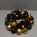 Christmas Ball Wreath for Front Door 13" Xmas Wreaths Ornaments Glitter Thicken Shatterproof Garland Decoration for Christmas Door Wall Mantel Holiday Party Decor, Gold & Black