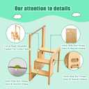 3 Step Foldable Ladder for Home, Hidden Step Ladder Cabinet Wooden Step Stool Build Ultra-Thin Helper Hidden Folding Ladder for Home and Kitchen Use