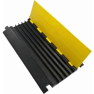 MYOYAY Rubber Cable Protectors Ramps, 5 Channel Traffic Speed Bumps, 22000Lbs Load Capacity Heavy Duty Protective Wire Cord Ramp Driveway Hose Cord Track Protector Wires Concealer for Indoor Outdoor (36x20x2 inches)