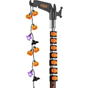 5-30 ft Long Telescopic Extension Pole with Utility Hook // Telescoping Pole for Christmas Lights Installation, String Lights, Birdfeeders // Lightweight and Sturdy // Christmas Light Pole with Hook
