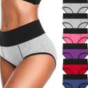Eiggam Underwear for Women Cotton High Waist Panties Full Coverage Briefs Soft Strech Ladies Breathable Panties-Multi Pack 6 Pack XL