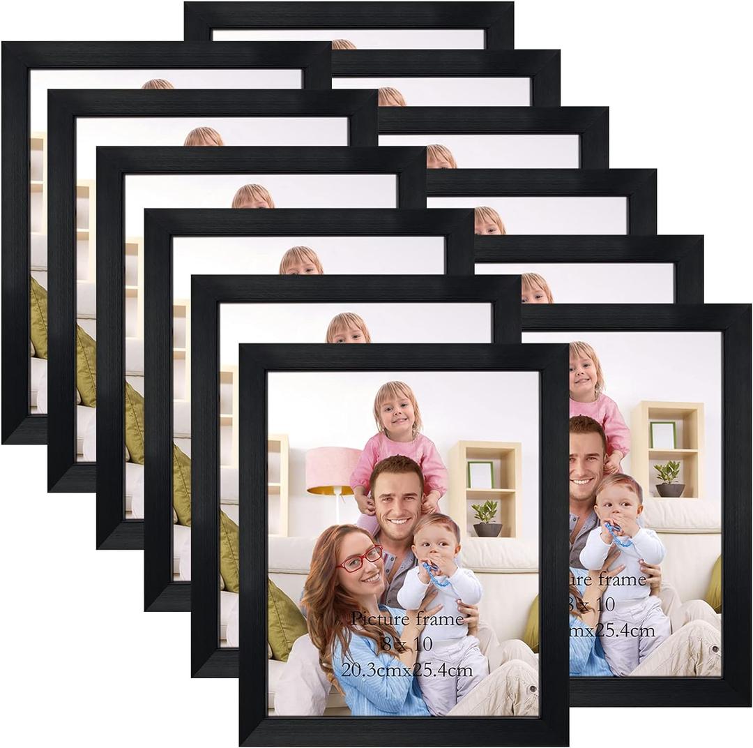 Giftgarden Black 8x10 Picture Frame Bulk, Multi 8 x 10 Photo Frames Set for Wall Hanging or Tabletop, 12 Pack