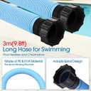 Frienda 10 ft Swimming Pool Replacement Hose - 1.5" Diameter Plastic Above Ground Hose Replacement Accessory for Home, Swimming Pool, Filter Pump, Saltwater Systems(Light Blue, Black)
