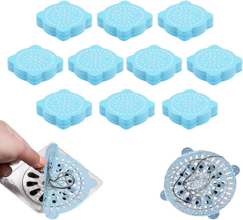 2 x Disposable Shower Drain Hair Catcher, Bathroom Sink Stopper Hair Catcher Square Drains Hole Filter Hair Collector for Bathroom Bathtub Kitchen Sink (100PCS)