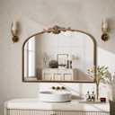 Vintage Arched Gold Mirror: 32"x24" Large Gold Vintage Wall Mounted Mirror - Baroque Traditional Ornate for Entryway/Fireplace/Bathroom/Hallway - Home Decor for Fashion-Conscious