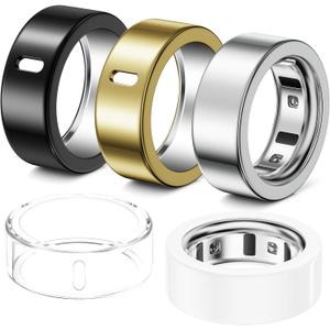 5 Pack Ring Cover Compatible with Oura Ring Gen 4/Oura Ring Gen 3 Horizon/Heritage, Abrasion-Resistant TPU Case for Oura Ring Protector Accessories for Oura Size 10 (Gold+Silver+Clear+White+Black)