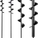Lasnten Auger Drill Bit for Planting 4 Pack, Garden Ground Earth Spiral Drill Bit for 3/8 Hex Drive Drill, Easy Bulb Auger for Post Hole Digger Flowers, Bedding Digging Plant Rapid Planter Tool
