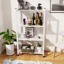 4 Tier Foldable Storage Shelf with Wheels, Heavy Duty Folding Shelf Loads 600 LBS, Metal Steel Collapsible Shelves, Rolling Standing Utility Rack for Kitchen, Pantry, Office, White