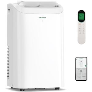 ZAFRO Portable Air Conditioner 14,000 BTU (10,000 BTU SACC), 46dB-Quiet Cooling, WiFi/App Control, 24H Timer with Fan & Dehumidifier, Easy Installation for Bedroom, Office, Living Room (White)