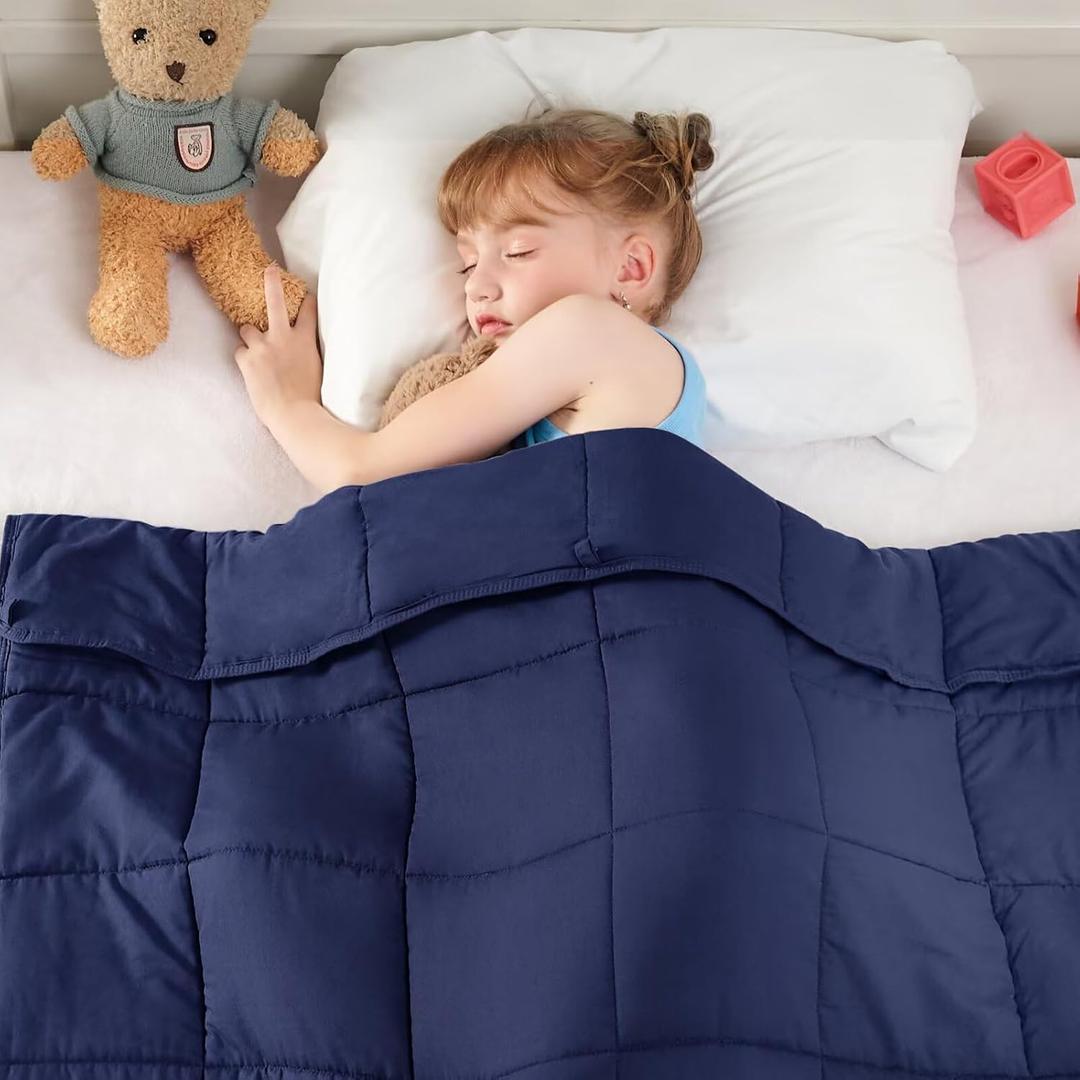 yescool Navy Weighted Blanket 5 Pounds Cooling Weighted Lap Blanket, Heavy Blanket for Sleeping, Weighted Throw Blanket Gift for 40-60lbs, 40"x60" (Child-blue)