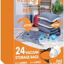 14 Pack Vacuum Storage Bags with Electric Pump, Space Saver Bag for Clothes, Mattress, Blanket, Duvets, Pillows, Comforters,Travel