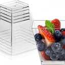 50 Pack 3.5 Oz Square Dessert Cups,Plastic Clear Dessert Cups,Disposable Tasting Cups Great for Desserts,Appetizers,Mousse