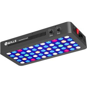 WILLS Aquarium Light, Full Spectrum Reef Lights for Coral with Dual Dimmable Channels, 55 Premium SMD Chips, Daisy Chain Design, Hanging Saltwater Fish Tank Light for SPS/ LPS Coral Reef (165W/ Black)