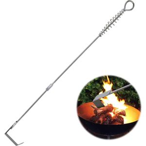 20" BBQ Ash Tool Poker Rake, Small Charcoal Grill Rake Parts for Big Green Egg, BBQ Grill Scraper for Removing Residue - Ideal for Charcoal Grills, Wood Burning Stoves and Pizza Ovens