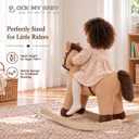 Rocking Horse for Toddlers 18M+, Rocking Animal with Realistic Sound, Stuffed Rocker Ride on Toy, Birthday Gift for Kids, (Light Brown Horse), Large