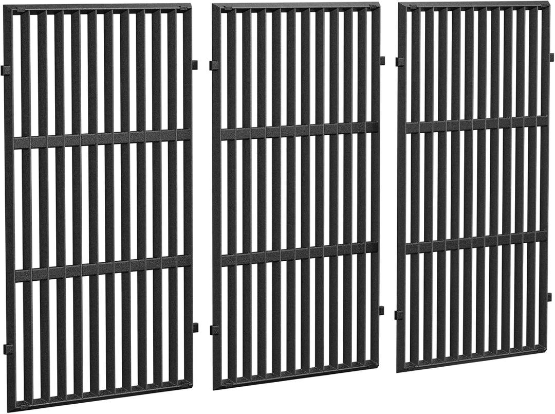 QuliMetal 66089 66097 Grill Grates for Weber Genesis 2 E-410/E-415/E-435, Grill Parts for Weber GS4 Genesis II/LX E-440 Series Gas Grills, 18.7" Cast Iron Replacements for Weber 66089 66097