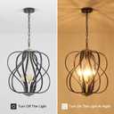 17" Black and Gold Chandelier Geometric Metal Modern Industrial Chandeliers Lighting for Farmhouse Living Room Entryway Kitchen (Bronze-4 lights)