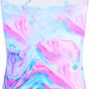 TENVDA Girls Swimsuit Summer Beach Sport Halter Bathing Suits One Piece Swimwear for 2-12 Years Old Kids (3-4T, Blue Marble-halter)