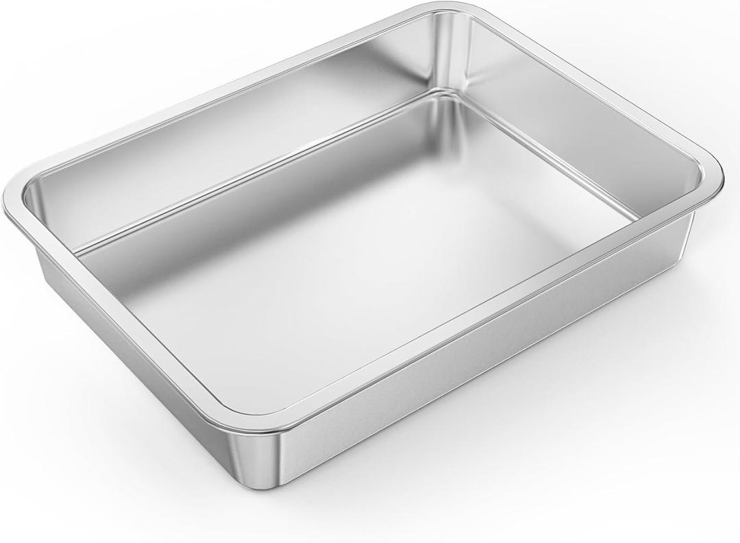 onlyfire Stainless Steel Baking Pan Barbeque Grilling Pan for Baking Breads, Grilling Chicken, Vegetables,15.5" X 11.6" X 2.8"